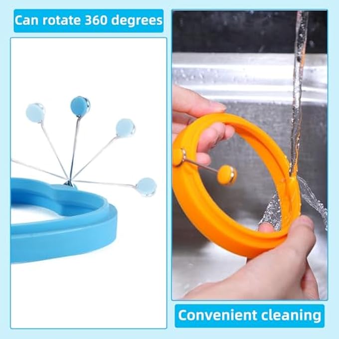 nalaina 6 Pack Silicone Egg Rings Fried Egg Mold Egg Separator NonStick Frying Eggs Maker Molds Friedegg Cooking Rings Mold With Handle For Perfect Eggs Frying Pancakes Omelettes Sandwiches - Image 5