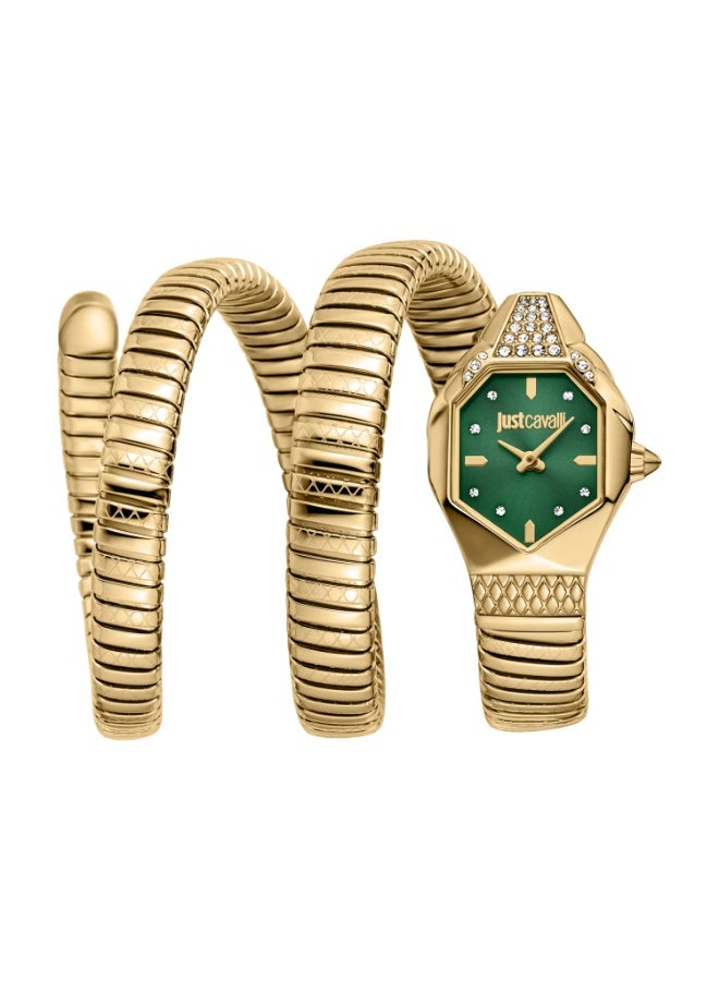 Just Cavalli Lady Snake Ambra JC1L370M0035 Women's Gold-Tone Stainless Steel Quartz Watch with Green Dial - Image 1
