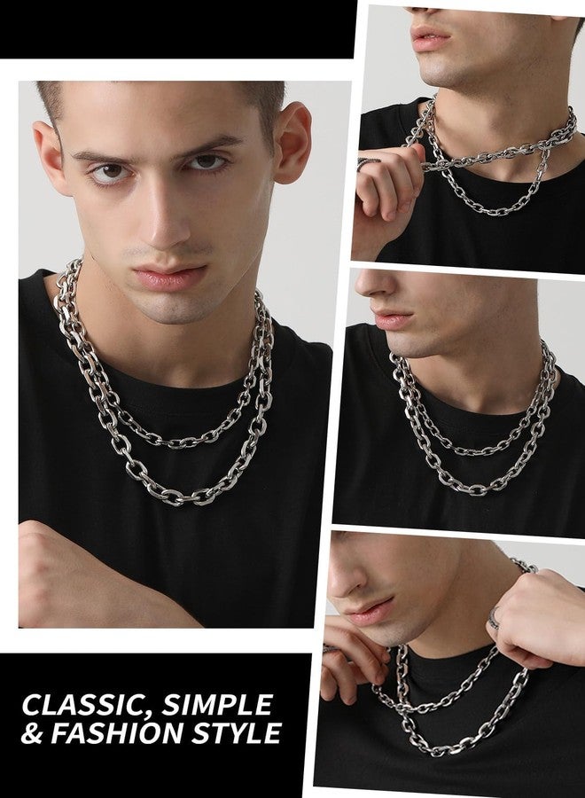 ChainsHouse 7mm Mens Chain 18 Inch Cable Link Stainless Steel Necklace Men's Silver - Image 2