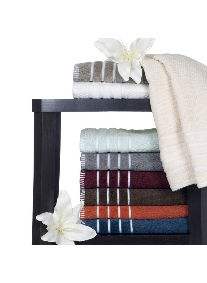 Lavish Home Luxury Cotton Towel Set - Rice Weave 100% Egyptian Cotton 6 Piece Set with 2 Bath Towels, 2 Hand Towels and 2 Washcloths - Orange - Image 3