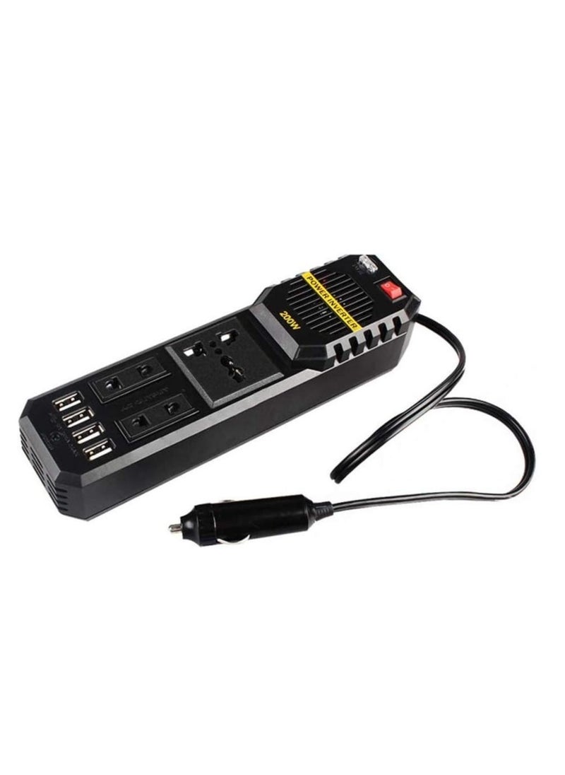 Raxoom 200W Power Inverter, DC 12V to AC 220V Car Power Inverter with 4 USB Ports Multi-Protection Car Charger Adapter - Image 1