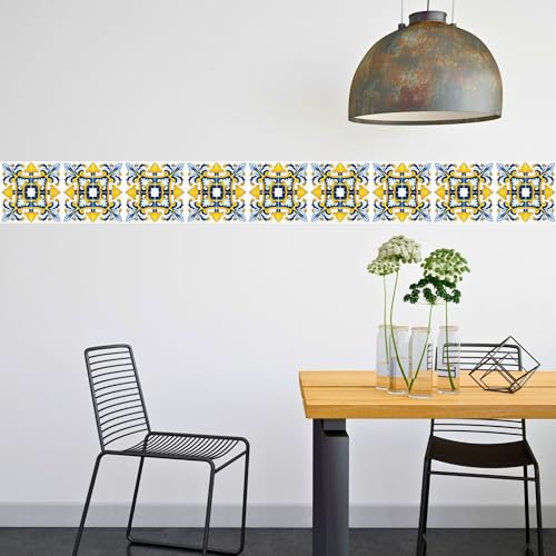 Brandian Strip Tile Sticker Self-Adhesive Waterproof Mosaic for Kitchen Walls and Backsplash, Mediterranean-Inspired, Easy DIY Installation (12 Strips, 48 x 10 cm Each - Final Size 576 x 10 cm) - Image 5