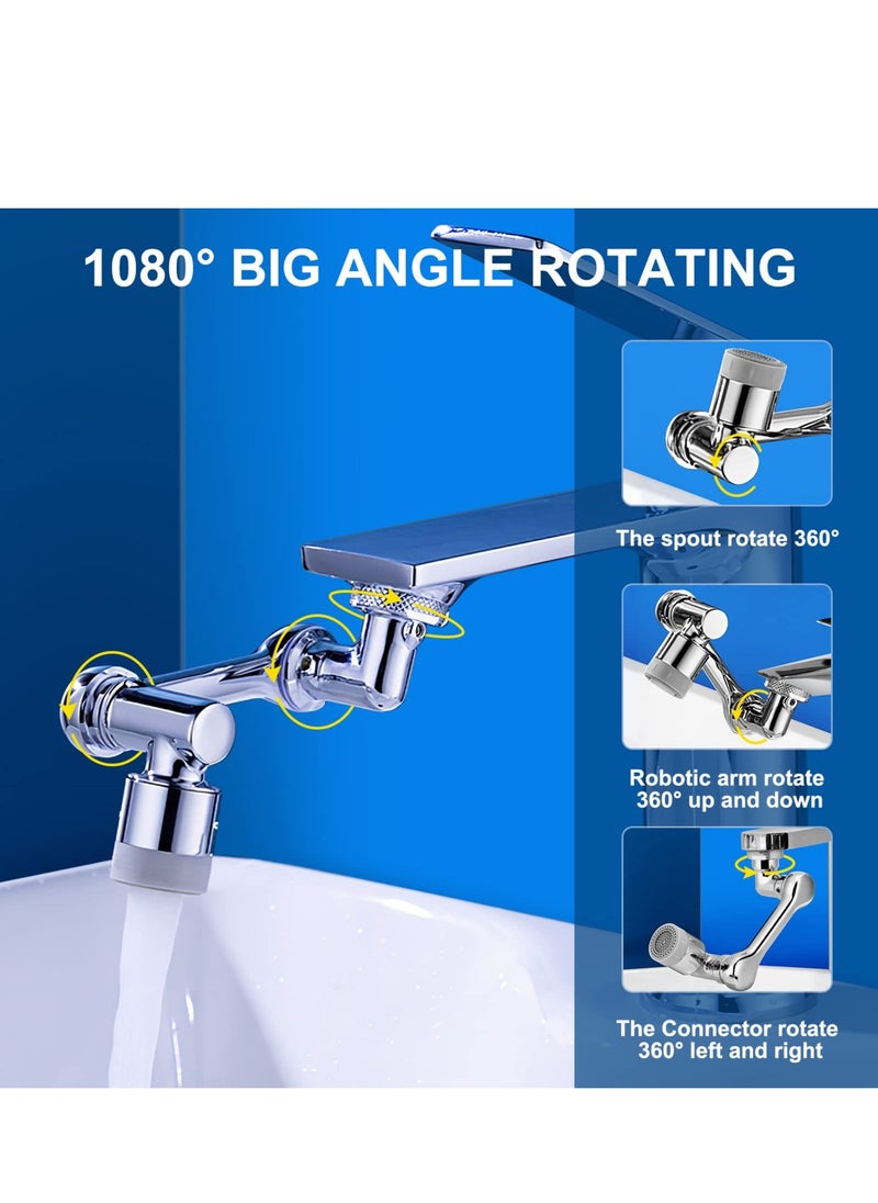 Generic - Versatile Rotating Faucet Extender with Dual Spray for Effortless Face Washing and Gargling Fits Most Faucets Silver - Image 1