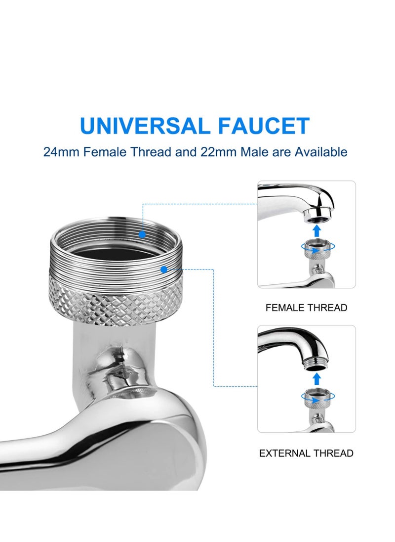 Generic - Versatile Rotating Faucet Extender with Dual Spray for Effortless Face Washing and Gargling Fits Most Faucets Silver - Image 1