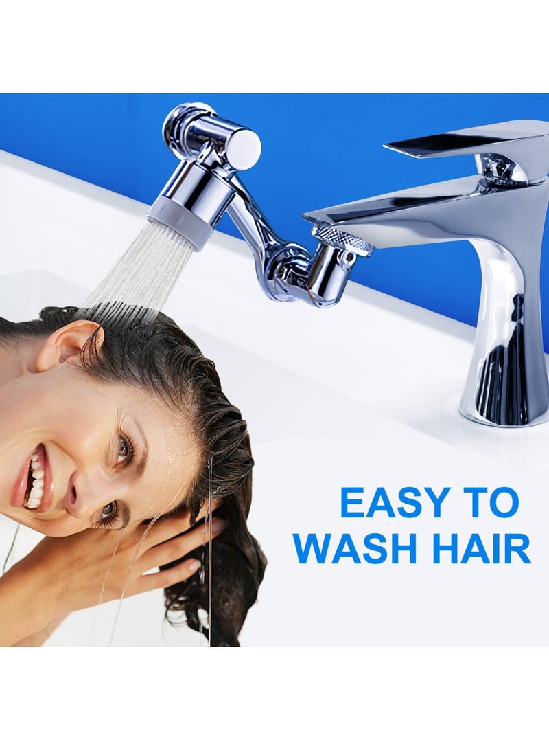 Generic - Versatile Rotating Faucet Extender with Dual Spray for Effortless Face Washing and Gargling Fits Most Faucets Silver - Image 1