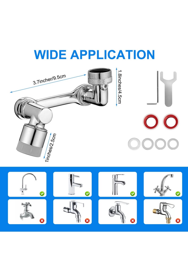 Generic - Versatile Rotating Faucet Extender with Dual Spray for Effortless Face Washing and Gargling Fits Most Faucets Silver - Image 1