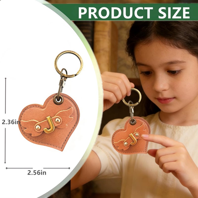 BORKUANA Initial Letter Leather Alphabet Keychain Holder Case Compatible with AirTag,Cute Protective Air Tag Cover with Bronze Keyring,Anti-Scratch Finder GPS Tracker Case for Pets Keys Wallet Luggage(J) - Image 2