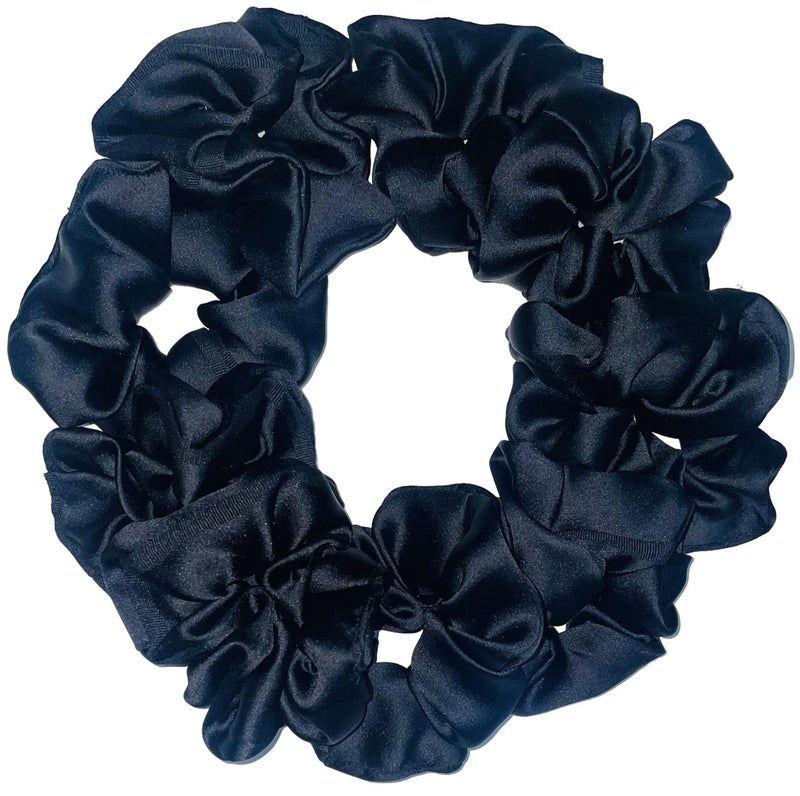 Drishti Plain Black Hair Scrunchies Hair Ponytail Holder Soft Fabric For Girl And Women Black (Pack of-6) - Image 5