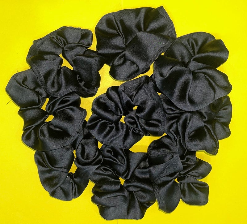 Drishti Plain Black Hair Scrunchies Hair Ponytail Holder Soft Fabric For Girl And Women Black (Pack of-6) - Image 4