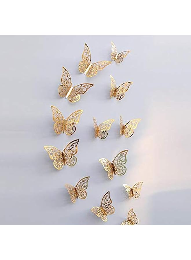 Zaboon Gold Butterfly Wall Stickers 12 Pieces - Image 1