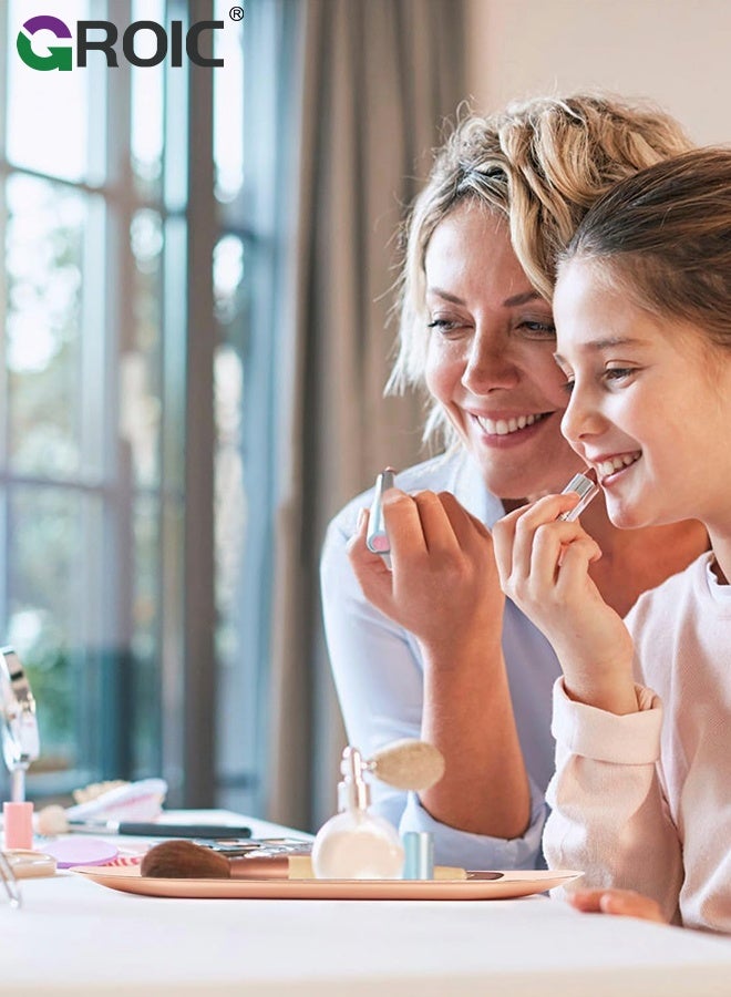 GROIC 3 Pcs Oval  Jewelry Tray, Bathroom Vanity Trays for Dresser Counter, Rose Gold Stainless Steel Decorative Trays, Set of 3, Large, Medium, and Small Plates, Clutter Serving Platter Small Storage Tray - Image 4