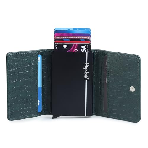 Highlark Elite Croco Wallet – RFID Secure Crocodile Pattern Vegan Leather Pop-Up Card Holder with Aluminium Core | Ultra-Slim Design - Image 3