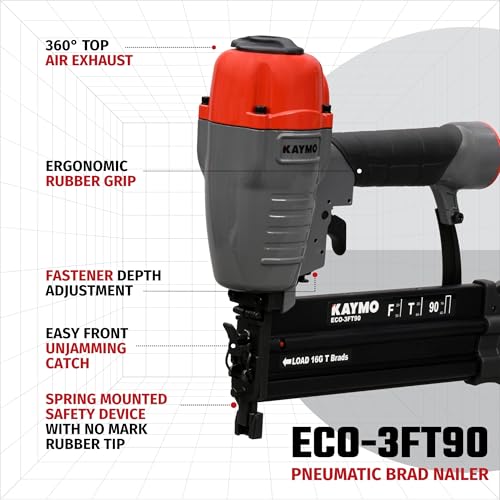 Kaymo ECO-3FT90 Pneumatic Brad Nailer Combi 3-in-1 F+T+90 Accommodates 18g Brads, 16g Brads and 90 Series Staples. - Image 2