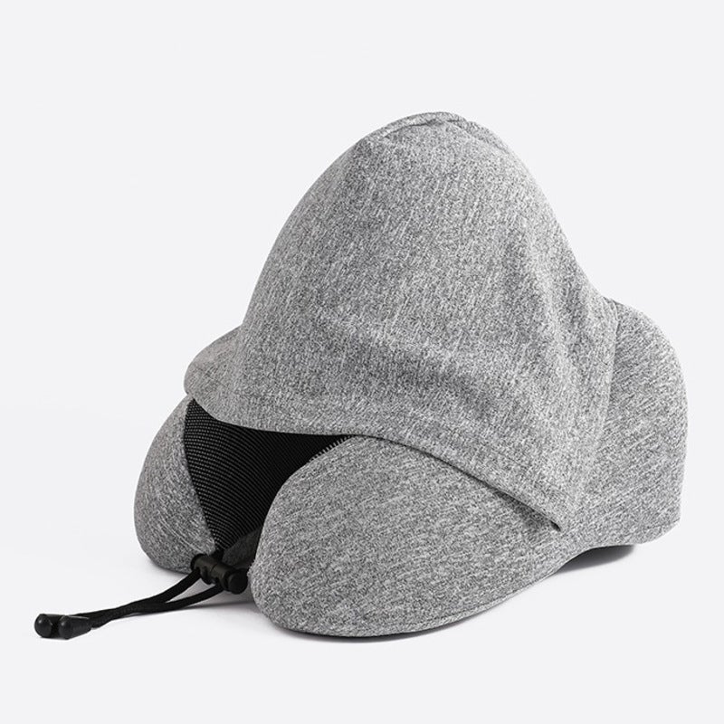 Explosive U-Shaped Pillow Hooded Neck Pillow Travel Portable Aircraft Neck Pillow Neck Pillow Memory Foam Lunch Break Pillow - Image 1