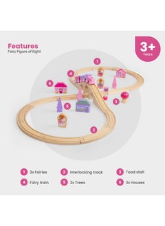 Bigjigs Toys Bigjigs Rail Fairy Figure Of Eight Train Set - 35pc Pink Wooden Railway, Toy Trains & Accessories, Princess Toys For Kids, Compatible With Most Other Rail Brands, 3 Years Old +  - Image 2