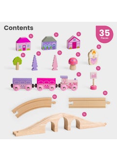 Bigjigs Toys Bigjigs Rail Fairy Figure Of Eight Train Set - 35pc Pink Wooden Railway, Toy Trains & Accessories, Princess Toys For Kids, Compatible With Most Other Rail Brands, 3 Years Old +  - Image 4