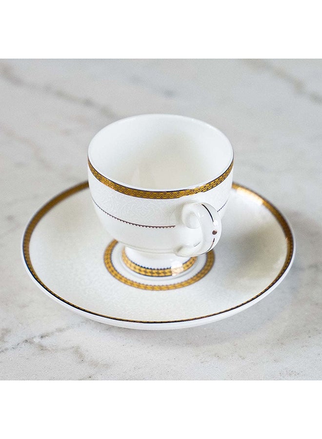 DANUBE HOME Valentina Espresso Cup & Saucer 100 Ml Fine Bone China Stylish Espresso and Saucer Elegant Tableware For Home Kitchen & Dining Room L8.5xW6.5xH6cm White - Image 3