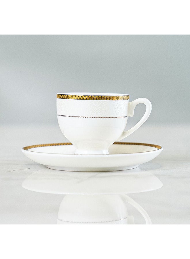 DANUBE HOME Valentina Espresso Cup & Saucer 100 Ml Fine Bone China Stylish Espresso and Saucer Elegant Tableware For Home Kitchen & Dining Room L8.5xW6.5xH6cm White - Image 2