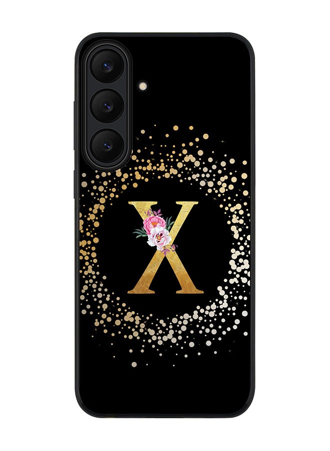 Stylizedd For Samsung Galaxy S25 FE Case,Slim fit Camera Protection, Shockproof Thin Phone cover  - Custom Monogram Floral - X ( Black )