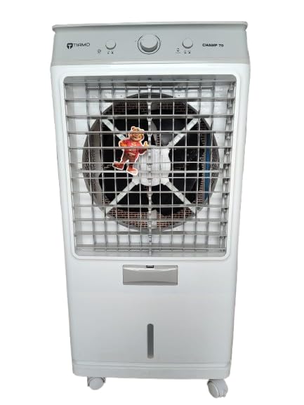 Tiamo Champ 70L Personal Air Cooler Toughened Glass Top Auto Swing Movement Honeycomb Pads Powerful Air Throw and 3 Speed Control 70L tank Stylish White 70L  - Image 2