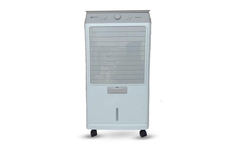 Tiamo Champ 70L Personal Air Cooler Toughened Glass Top Auto Swing Movement Honeycomb Pads Powerful Air Throw and 3 Speed Control 70L tank Stylish White 70L  - Image 1