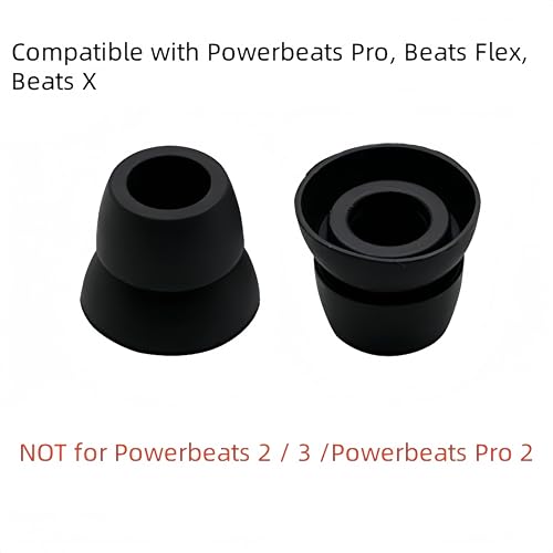 Wiki VALLEY 8 Pairs Replacement Silicone Earbuds Tips for Powerbeats Pro & Beats Flex/BeatsX Headphones, 4 Sizes Soft Flexible Noise Reduction Eartips Compatible with Beats Flex Earbuds Replacement Tips (Black) - Image 2