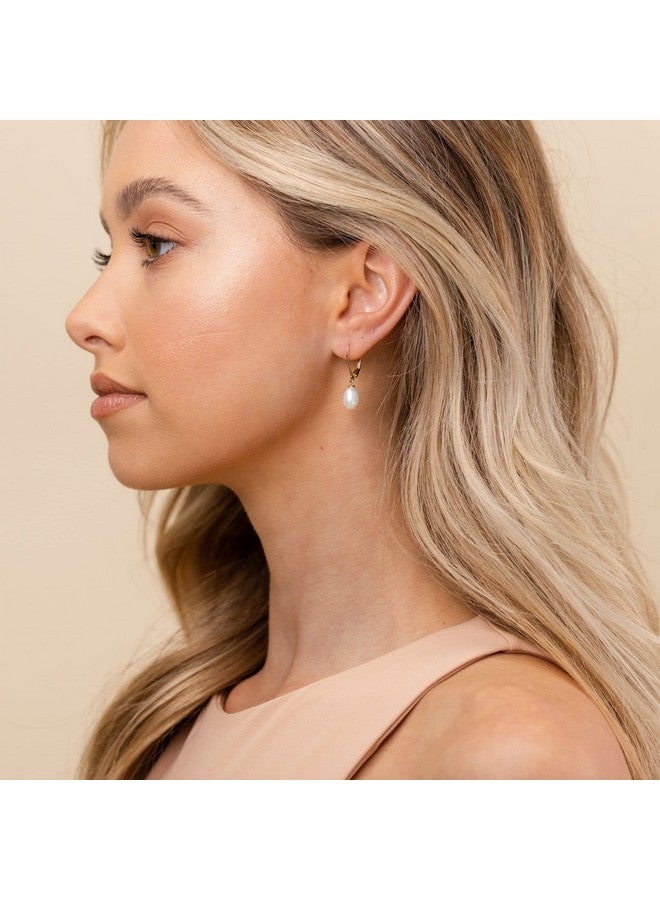 بافوا أقراط PAVOI متدلية من اللؤلؤ المستزرع في المياه العذبة مطلية بالذهب الأصفر عيار 14 قيراطًا - جودة AAA مختارة يدويًا مقاس 8 مم - Image 2