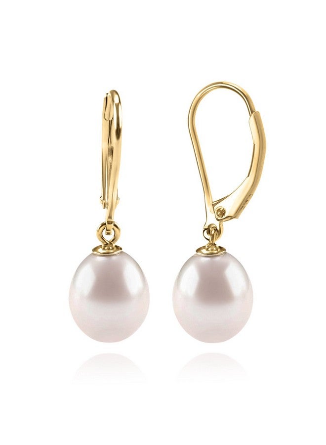 بافوا أقراط PAVOI متدلية من اللؤلؤ المستزرع في المياه العذبة مطلية بالذهب الأصفر عيار 14 قيراطًا - جودة AAA مختارة يدويًا مقاس 8 مم - Image 1