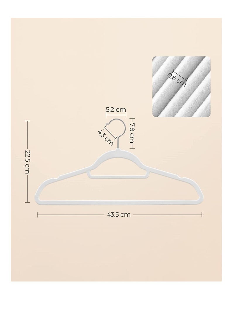 TYCOM Non Slip Velvet Hangers  Suit Hangers 50 Pack Ultra Thin Space Saving 360 Degree Swivel Hook Clothes Hangers Hold Up to 10 Lbs for Coats Jackets Pants Dress Clothe- With Bar 50pcs White.  - Image 2