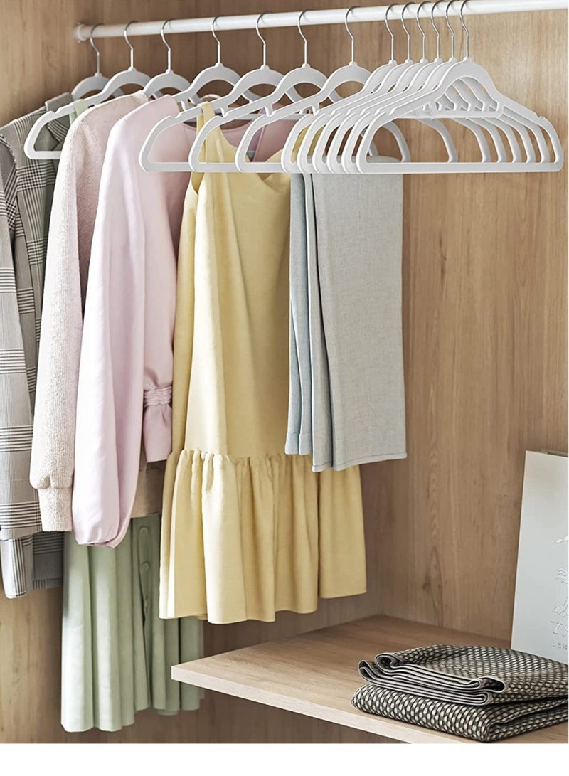 TYCOM Non Slip Velvet Hangers  Suit Hangers 50 Pack Ultra Thin Space Saving 360 Degree Swivel Hook Clothes Hangers Hold Up to 10 Lbs for Coats Jackets Pants Dress Clothe- With Bar 50pcs White.  - Image 5