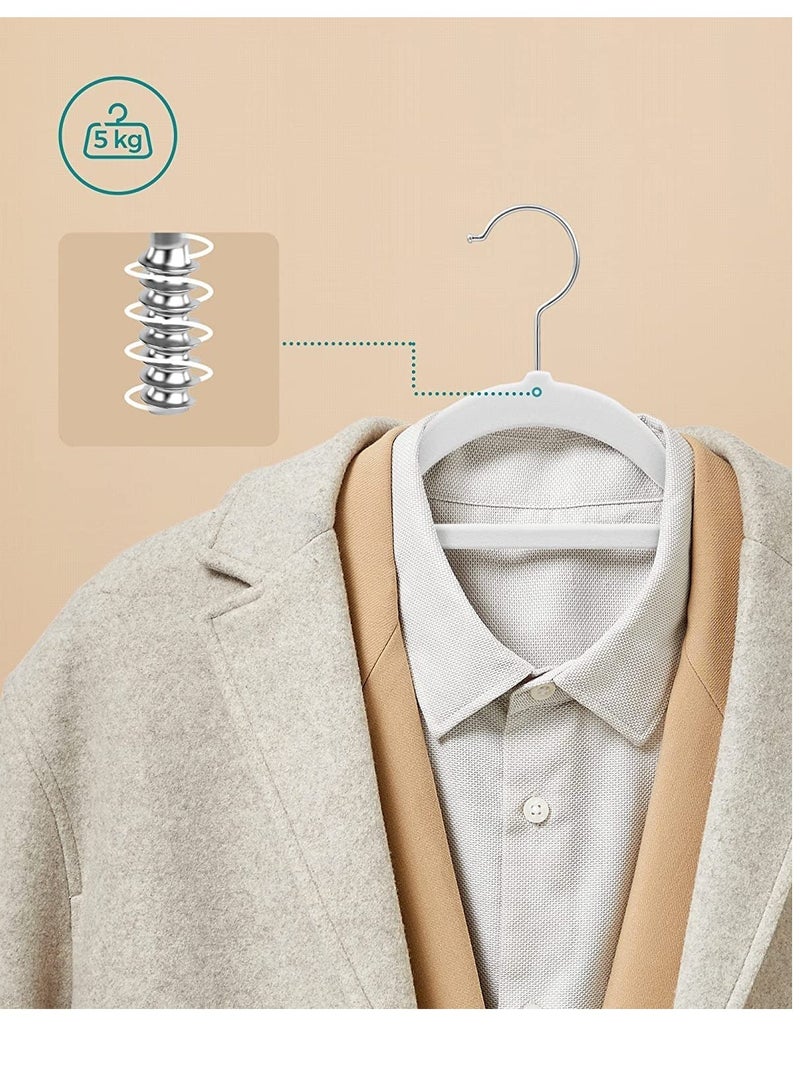 TYCOM Non Slip Velvet Hangers  Suit Hangers 50 Pack Ultra Thin Space Saving 360 Degree Swivel Hook Clothes Hangers Hold Up to 10 Lbs for Coats Jackets Pants Dress Clothe- With Bar 50pcs White.  - Image 4