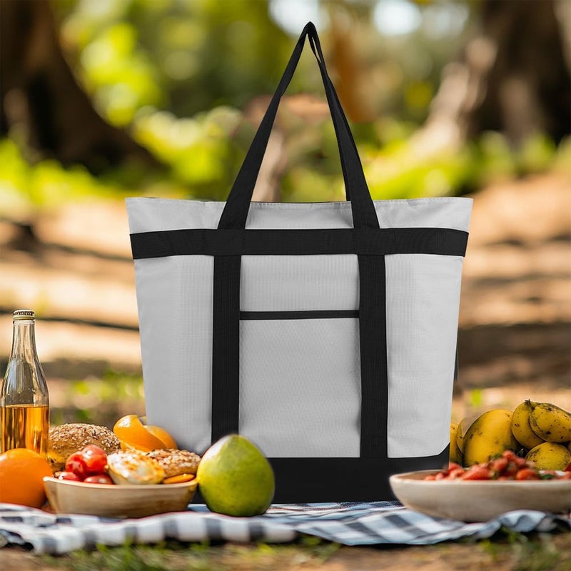 mosago Commercial Insulated Food Delivery Bag 39L, Heavy Duty Thermal Catering Tote with Zipper, Leakproof Hot & Cold Transport Bag for Restaurant & Professional Drivers, Grey - Image 5