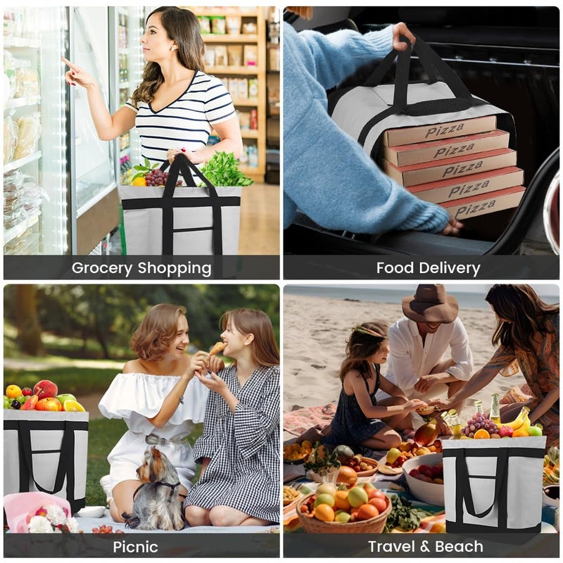 mosago Commercial Insulated Food Delivery Bag 39L, Heavy Duty Thermal Catering Tote with Zipper, Leakproof Hot & Cold Transport Bag for Restaurant & Professional Drivers, Grey - Image 4