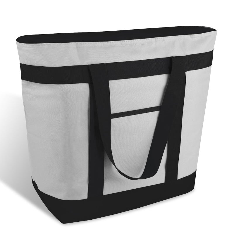 mosago Commercial Insulated Food Delivery Bag 39L, Heavy Duty Thermal Catering Tote with Zipper, Leakproof Hot & Cold Transport Bag for Restaurant & Professional Drivers, Grey - Image 1