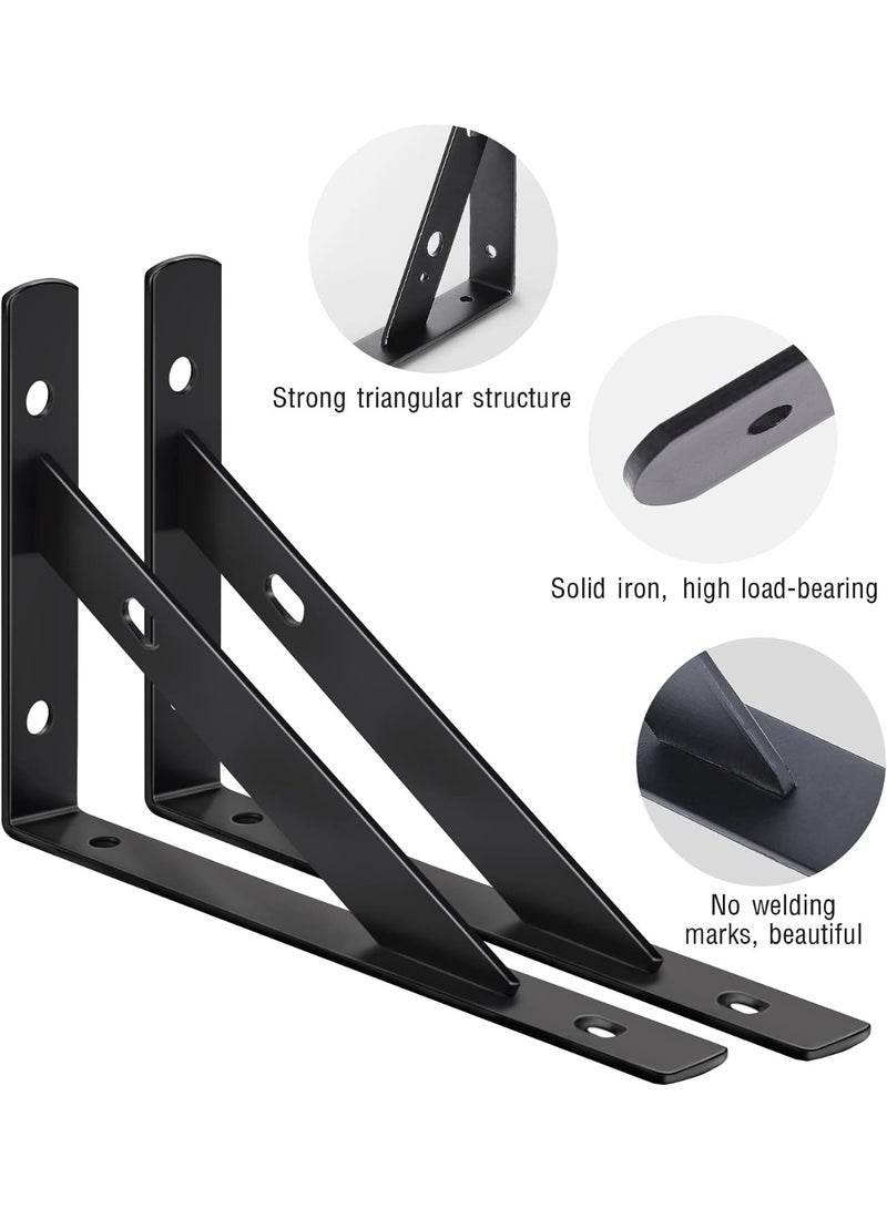 2 Pcs Heavy Duty Tabletop Support Brackets – L-Shaped Right Angle Wall Mounted Shelf Brackets – Strong & Durable Shelf Supports for Tables, Desks, Bar Tops – Black - Image 3