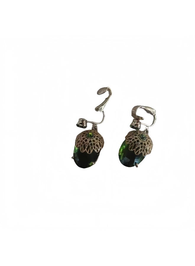 LumiArk Vintage - Style Acorn Clip - On Earrings with Ornate Metal Detailing - Image 3