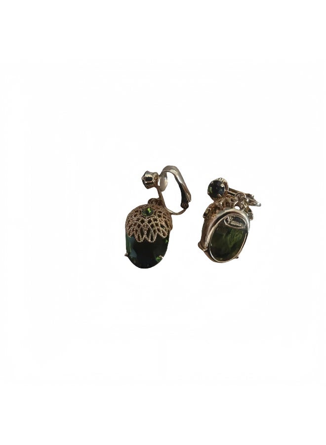 LumiArk Vintage - Style Acorn Clip - On Earrings with Ornate Metal Detailing - Image 5