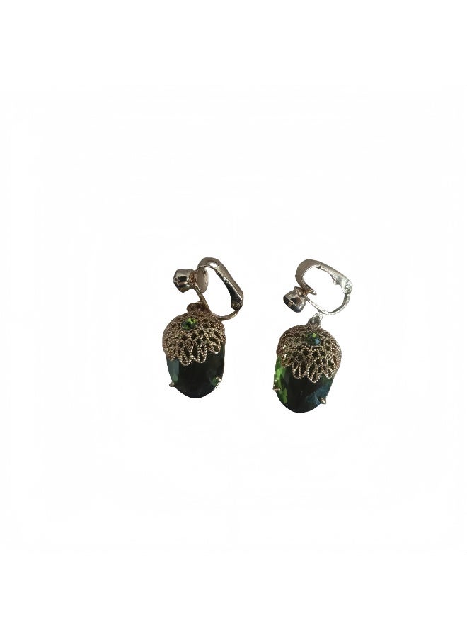 LumiArk Vintage - Style Acorn Clip - On Earrings with Ornate Metal Detailing - Image 1