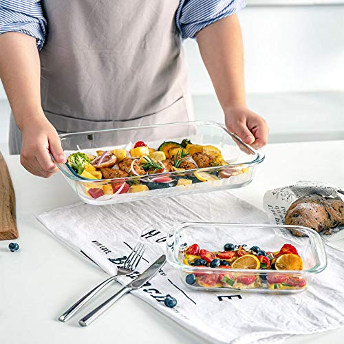 M MCIRCO 8-Piece Deep Glass Baking Dish Set with Plastic lids,Rectangular Glass Bakeware Set with Lids, Baking Pans for Lasagna, Leftovers, Cooking, Kitchen, Freezer-to-Oven and Dishwasher, Gray - Image 5