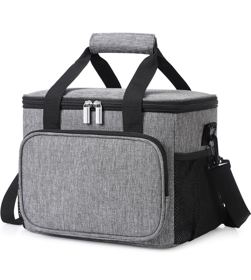 HIMART Lunch Box Bag Compact Cooler Bag Tiffin Bag Storage Bag Leakproof HotCold for Girls Boys Men Women for Work School Travel Grey 24 LiterExtra Large Size - Image 1