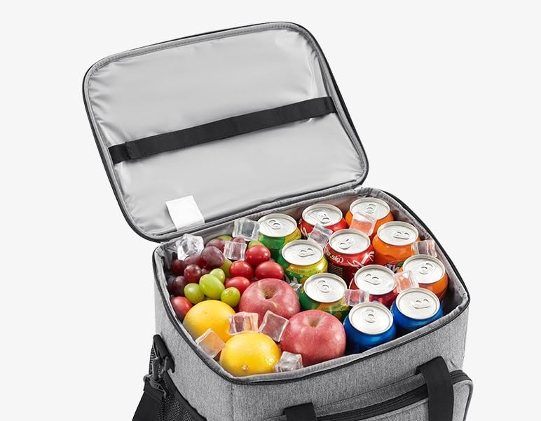 HIMART Lunch Box Bag Compact Cooler Bag Tiffin Bag Storage Bag Leakproof HotCold for Girls Boys Men Women for Work School Travel Grey 24 LiterExtra Large Size - Image 3