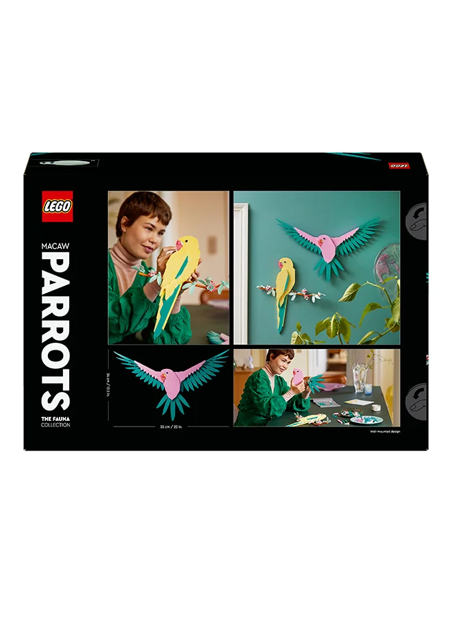 LEGO 31211 Art The Fauna Collection – Macaw Parrots, Nature Wall Artwork For Living Room, Home Office Decor Idea, Parrot-Themed Building Set And Creative Activity For Artistic Adults (644 Pieces)