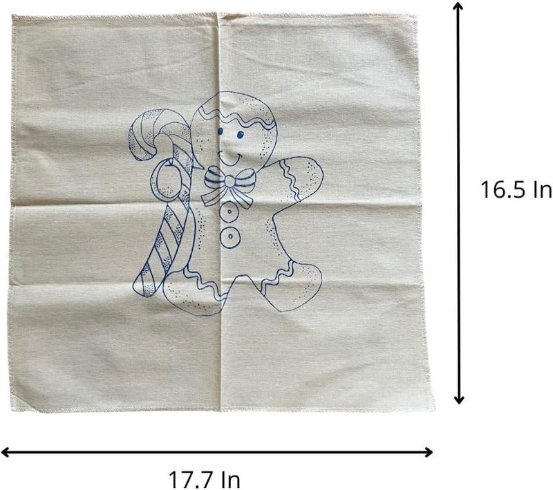 Mexican Embroidery Napkins Set of 6 45cm x 42cm 177in x 165in Gabardine Fabric Assorted Designs DIY Embroidery Christmas - Image 3