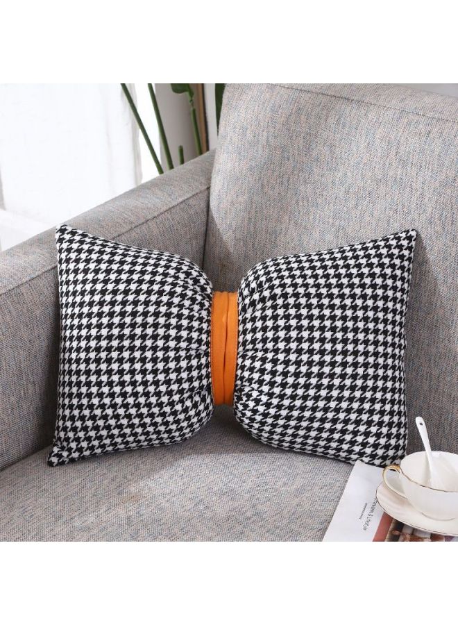 Houndstooth Pillow With Bow, Bed Headrest Cushion, Office Cushion, Car Lumbar Pillow, Sofa Pillow Cover Style