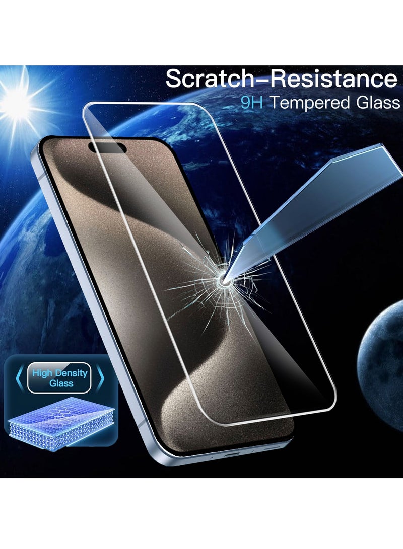 Techie 2 Pack HD Tempered Glass Screen Protector for Apple iPhone 15 Pro max - Anti Reflection Anti Bubbles 9H Hardness 0.33 mm Rounded Edges Easy Installation - Image 4