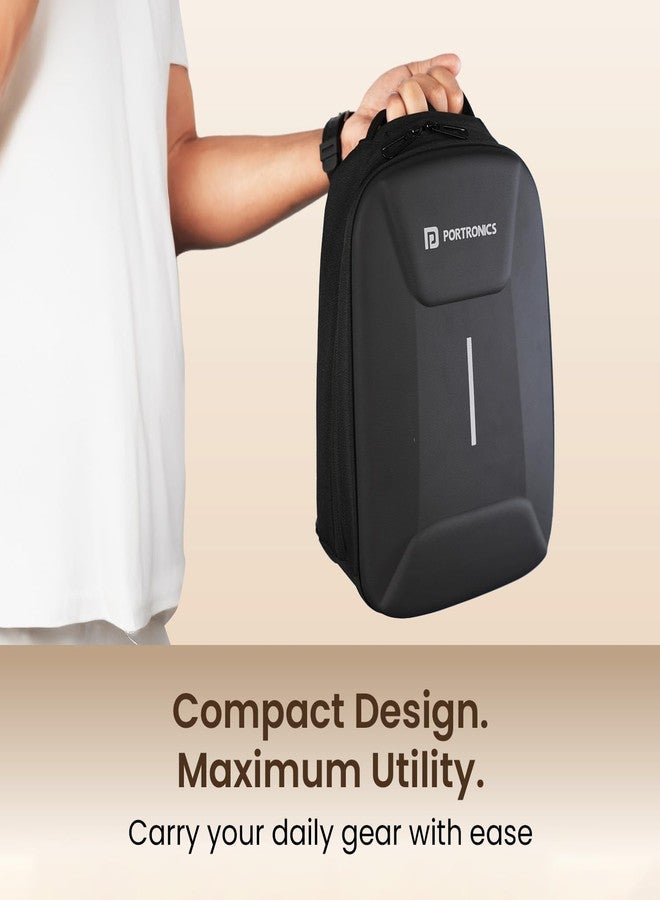 Portronics Byte Mini, Unisex Crossbody Sling Bag with Water-Resistant Hard Shell, Fits Devices up to 13 Inches, Smart Organizer, Switchable Strap, Ergonomic Lightweight Design for Men and Women(Black) - Image 5