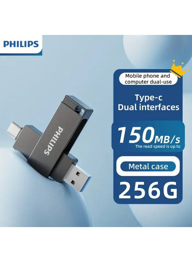 Philips Dual Head USB 3 2 256GB Flash Drive High Speed Portable Metal Storage - Image 1