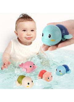 Baby Bath Toys, 4 Pack Wind Up Swimming Turtle Dolphins Water Bath Toys for Toddlers 1-3, Infant Bathtub Swimming Pools Bath Toys for Girl Boy Gifts
