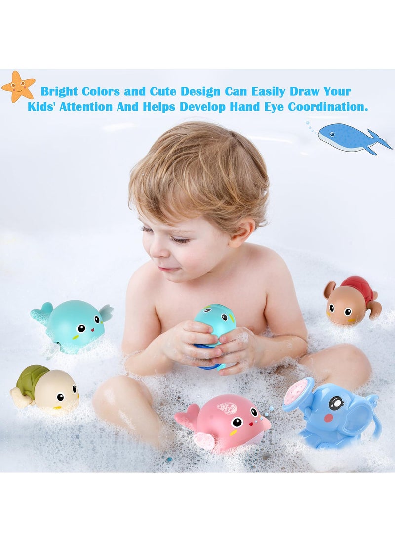LEFAFA - Baby Bath Toys, 4 Pack Wind Up Swimming Turtle Dolphins Water Bath Toys for Toddlers 1-3, Infant Bathtub Swimming Pools Bath Toys for Girl Boy Gifts - Image 1