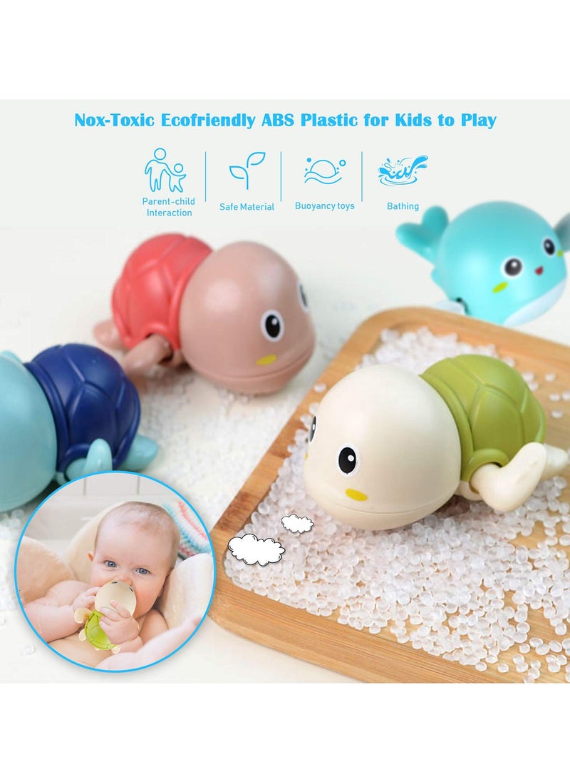 LEFAFA - Baby Bath Toys, 4 Pack Wind Up Swimming Turtle Dolphins Water Bath Toys for Toddlers 1-3, Infant Bathtub Swimming Pools Bath Toys for Girl Boy Gifts - Image 1